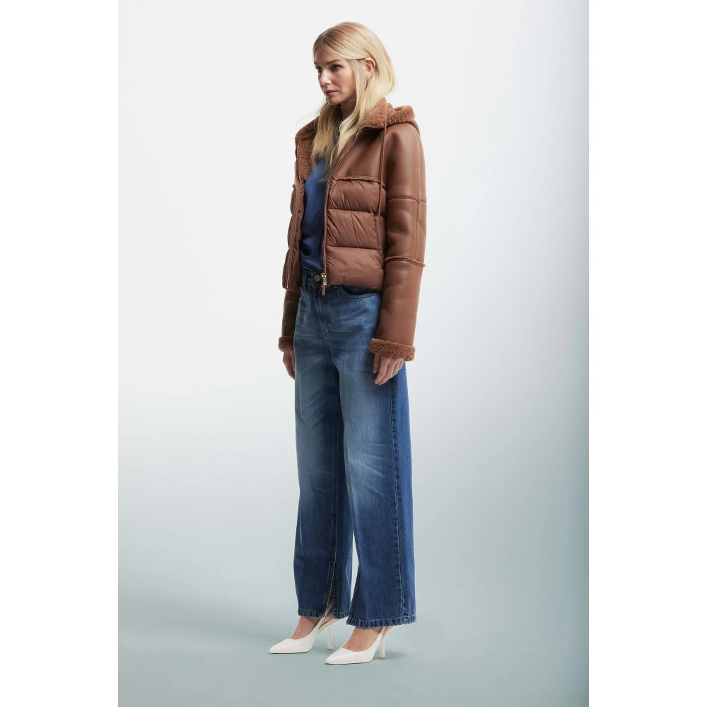 Kocca Korte jas met teddy details Brown Dames