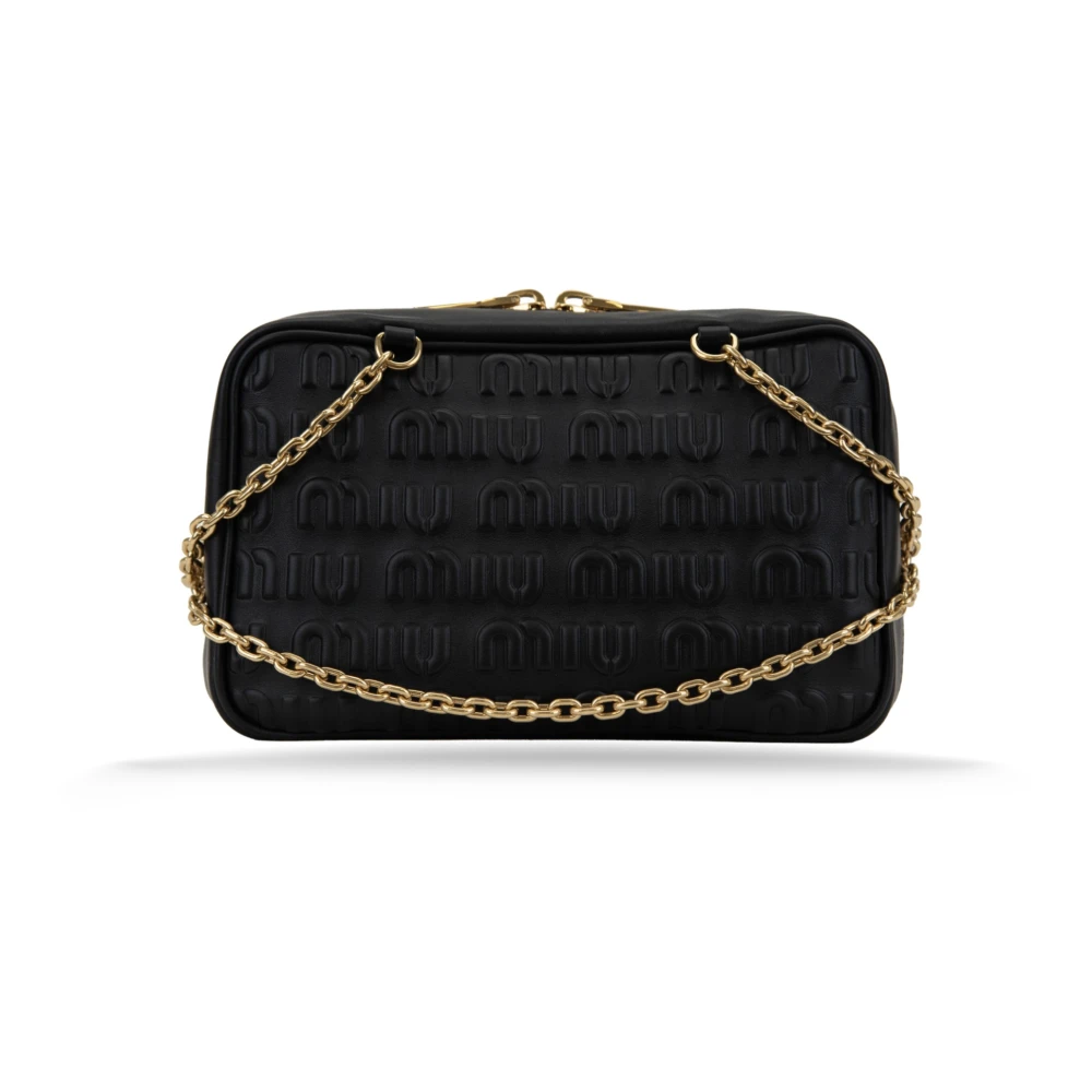 Miu Miu Women's Black Leather Shoulder Bag With Brand Motif
