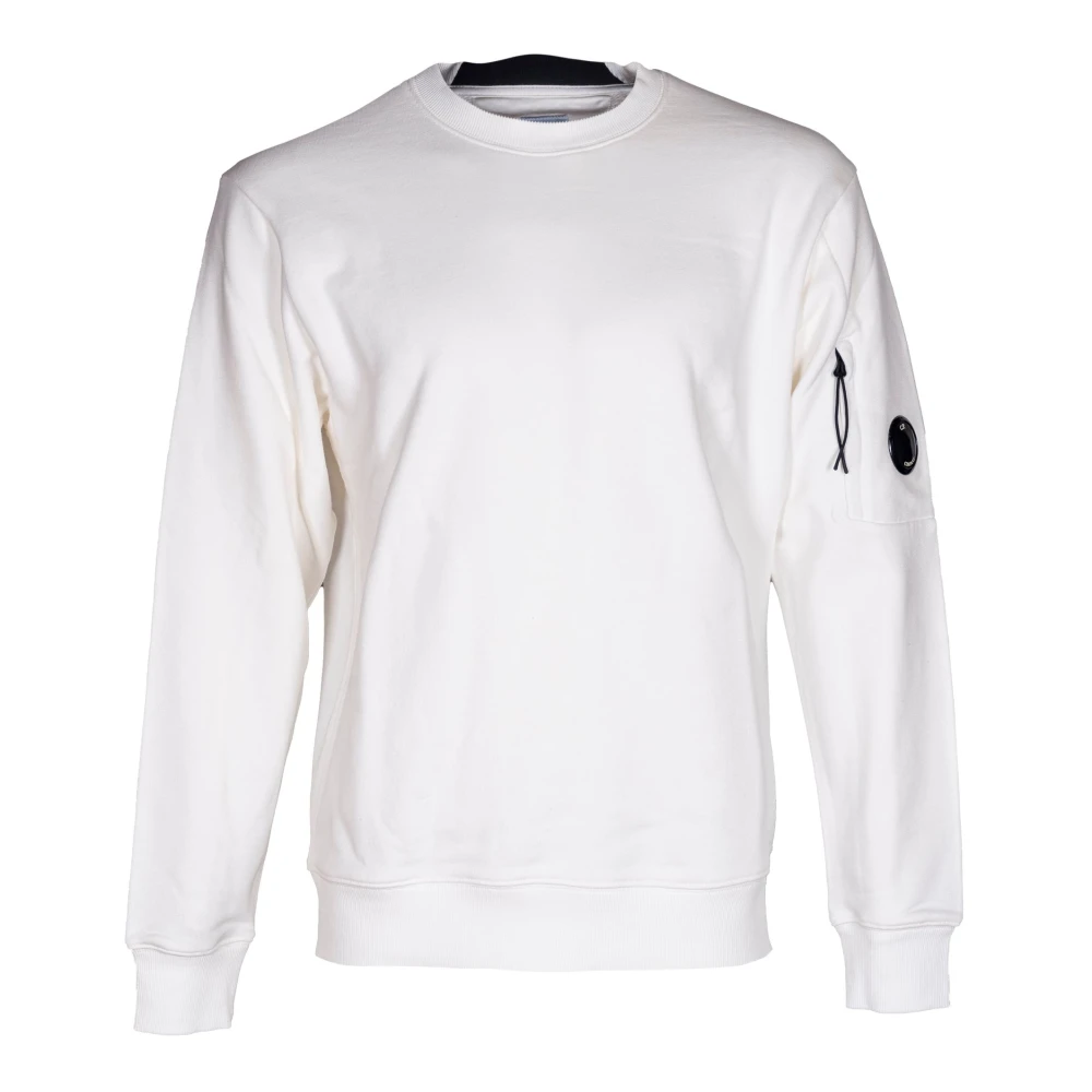 C.P. Company Heren Sweatshirt. Geborduurd logo. Zacht interieur. White Heren