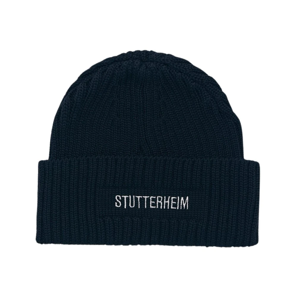 Stutterheim Geborduurde Logo Beanie Muts Blue Heren