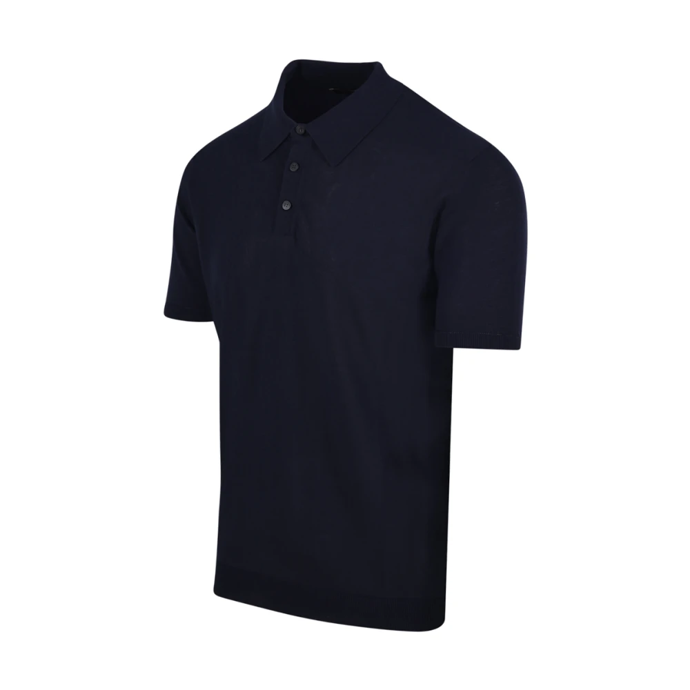 Roberto Collina Navy Polo Korte Mouw Sweater Blue Heren