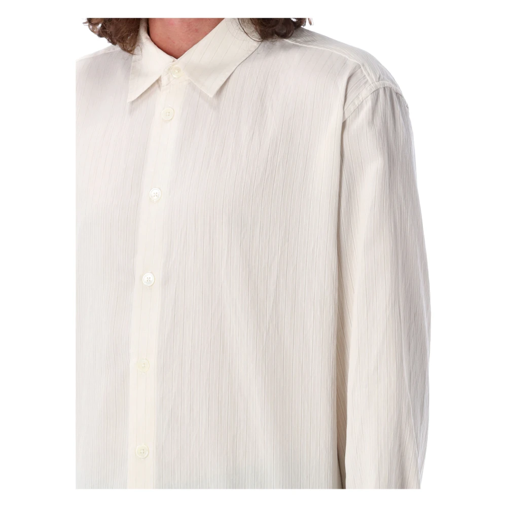 Our Legacy Crème Textuur Knoop-Down Overhemd Aw24 Beige Heren