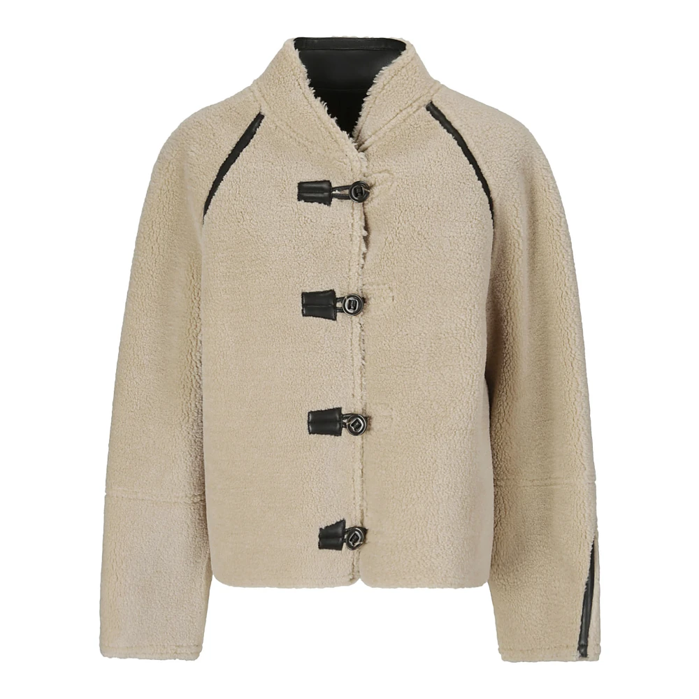 LOW Classic Shearling Coat met knoopsluiting Beige Dames