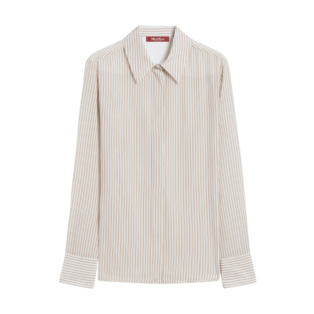 Max Mara Studio Beige Camicia I Crêpe De Chine Stampato