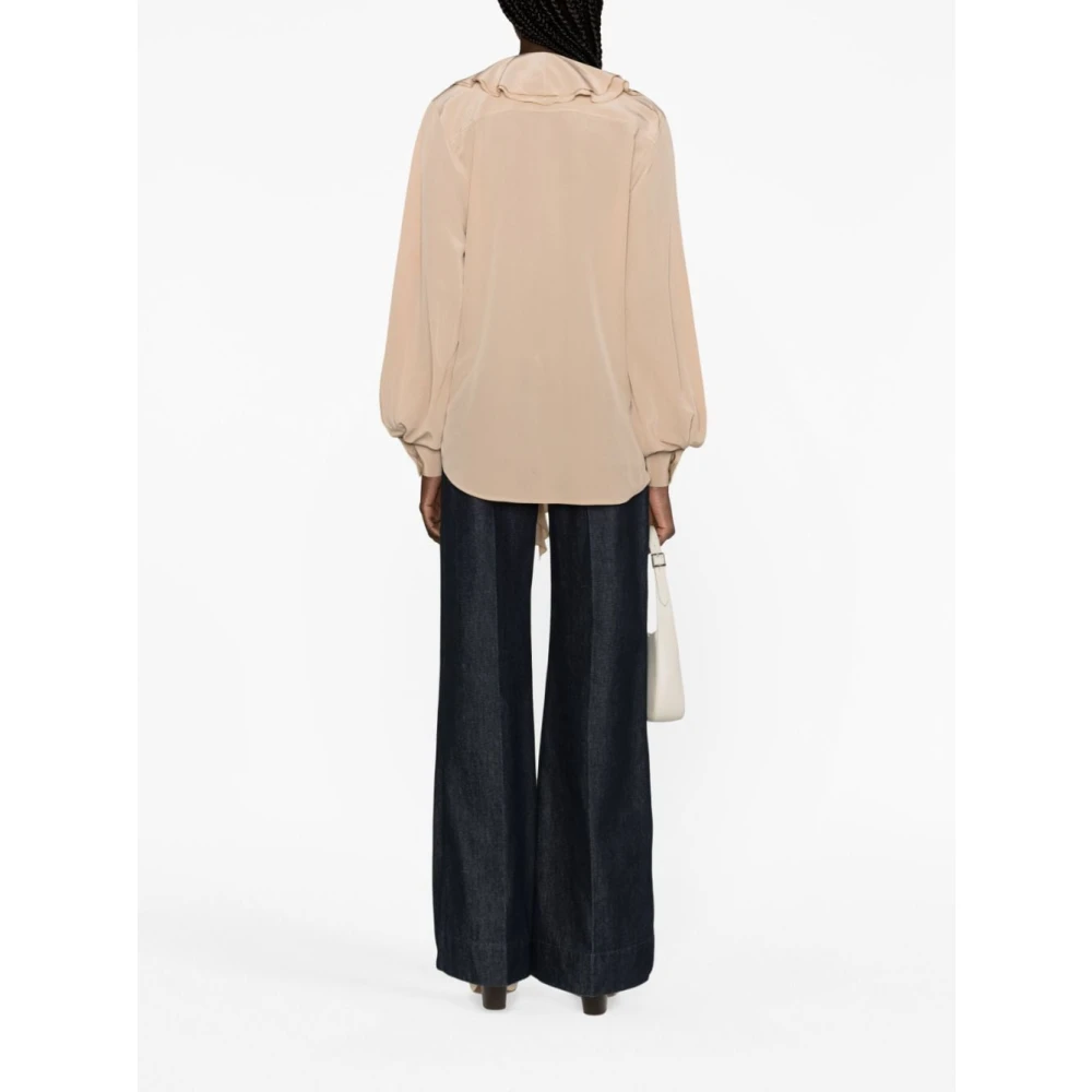 Victoria Beckham Zijden Ruffle Sand Shirt Beige Dames