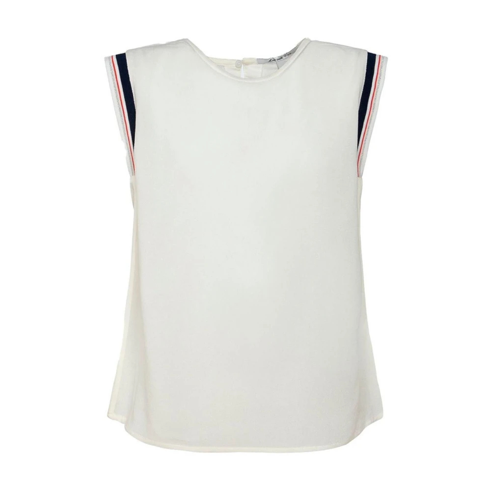 Pepe Jeans Women's White Striped Blouse With Round Neck