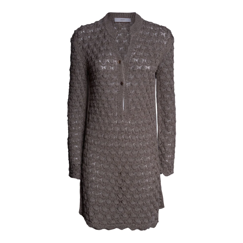 Akep Women's Beige Openwork Mini Dress - Cardigans - S - Knitwear