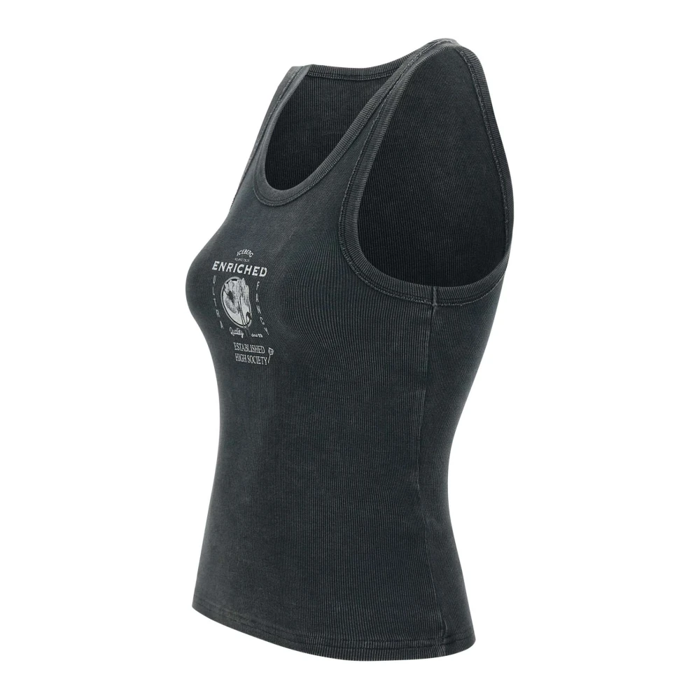 Iceberg Zwart Geribbeld Katoenen Top met Logo Black Dames
