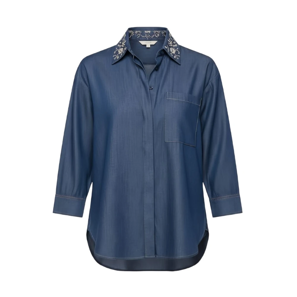 Liu Jo Vrouw Blauw Overhemden Dames, L, Denim, Shirt Met Afneembare Kraag