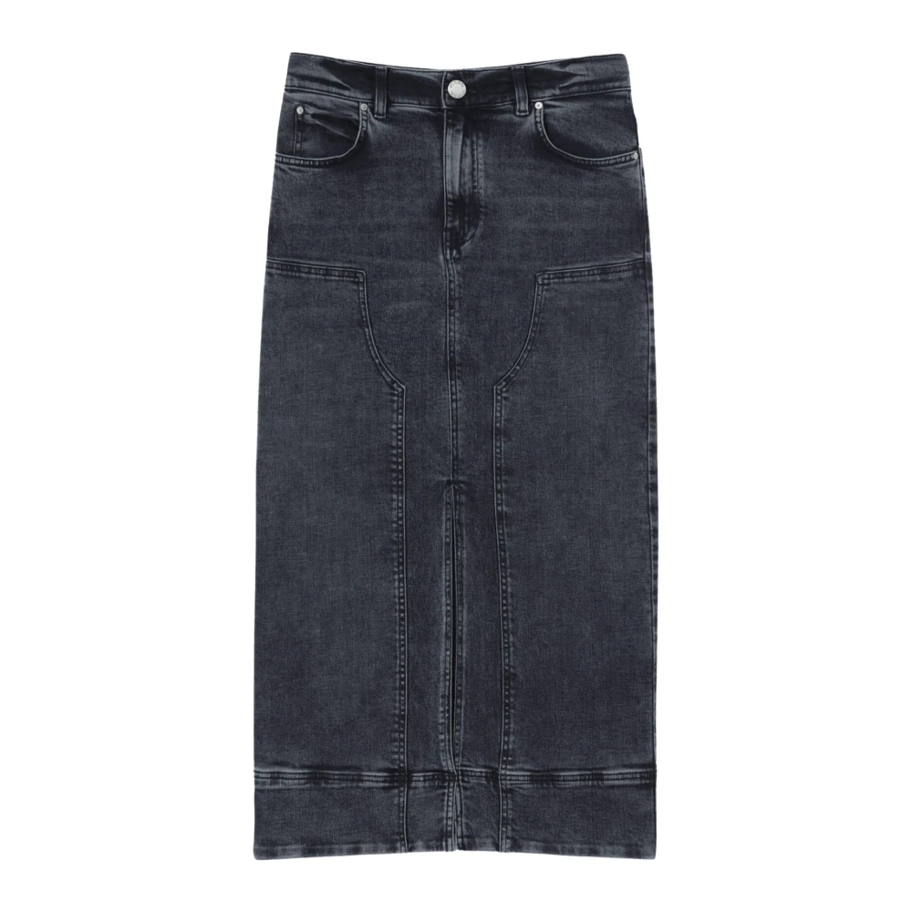 Pinko Donkergrijze Denim Maxi Rok Gray Dames