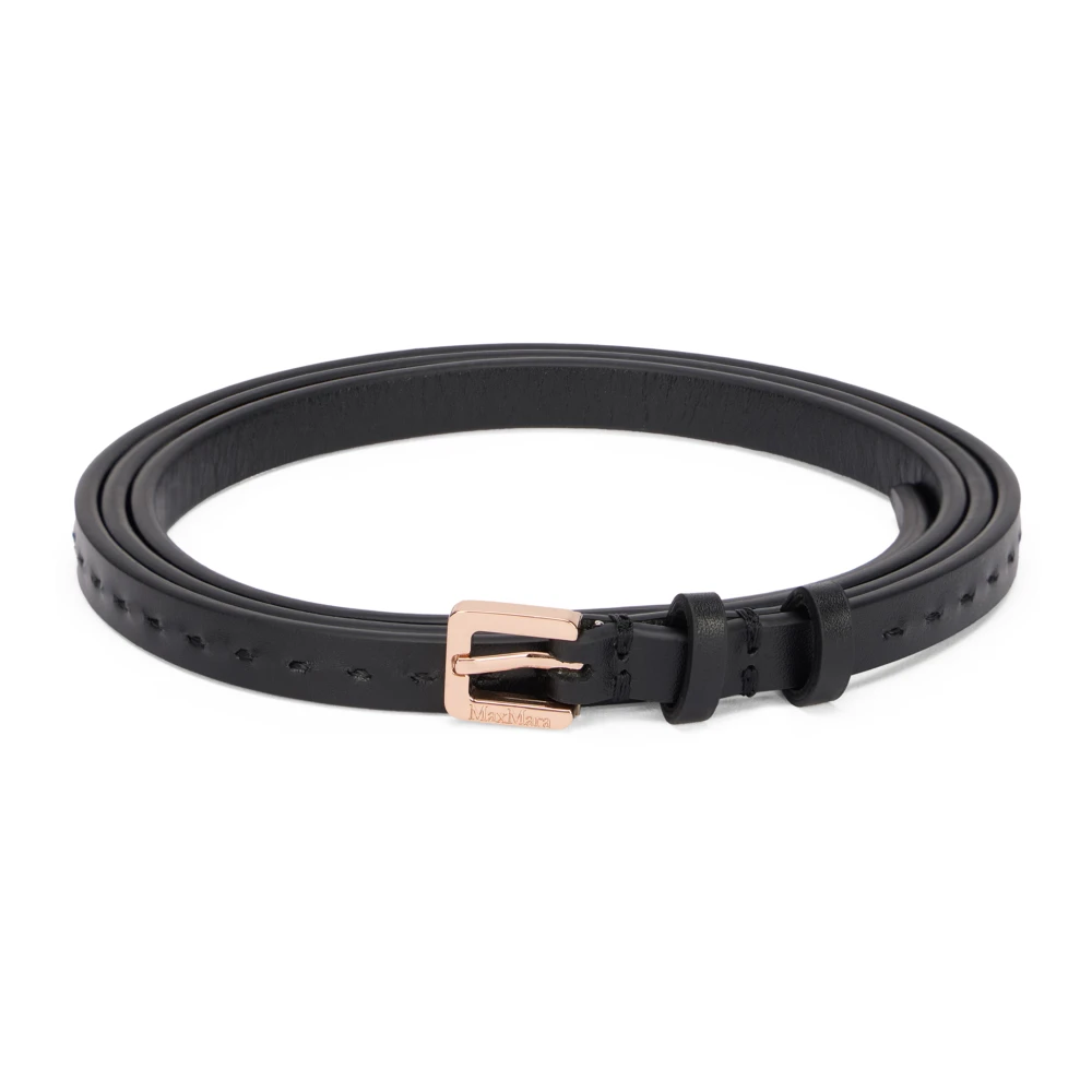 Max Mara Unisex Black Belts, M, Natural Leather Belt