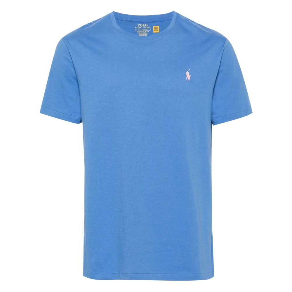 Ralph Lauren Geborduurd Katoenen Logo T-Shirt Blue Heren