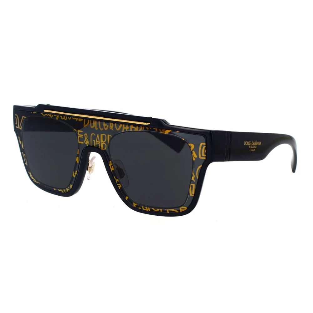 Firkantede solbriller med gullmerkedetalj