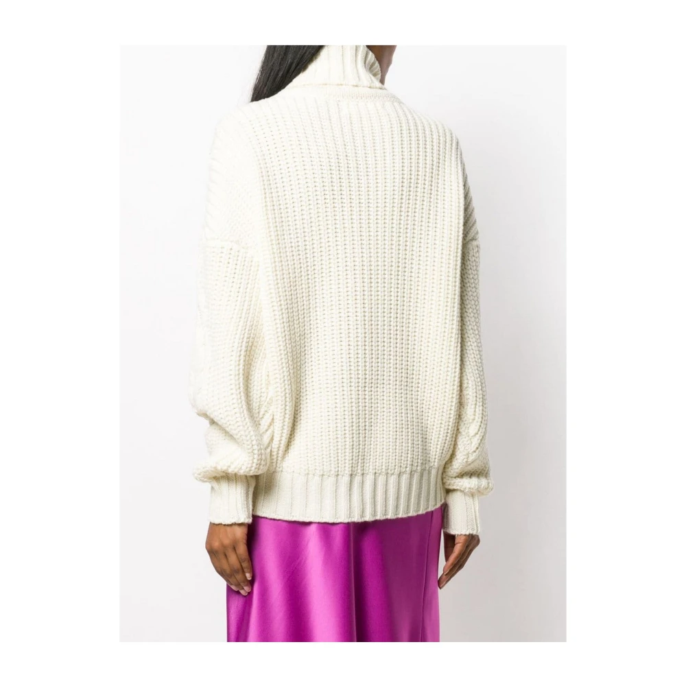 Circus Hotel Chunky Gebreide Wollen Trui Beige Dames