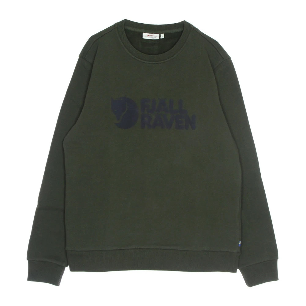Fjällräven Logo Crewneck Sweatshirt Deep Forest Green Heren