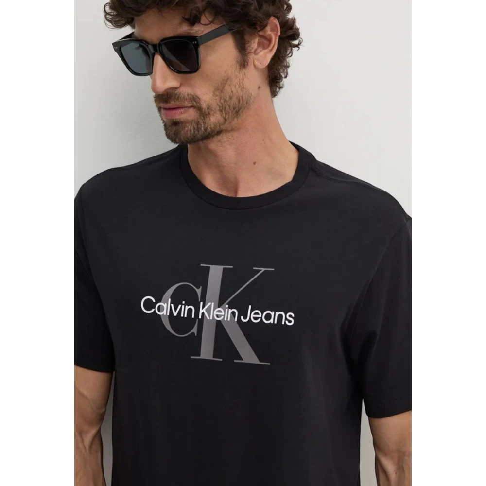 Calvin Klein Jeans Zwarte T-shirts en Polos Hero Monogram Tee Black Heren