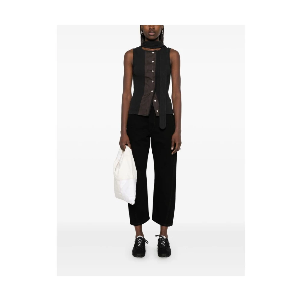 Lemaire Zwarte broek met knopen en zakken Black Dames