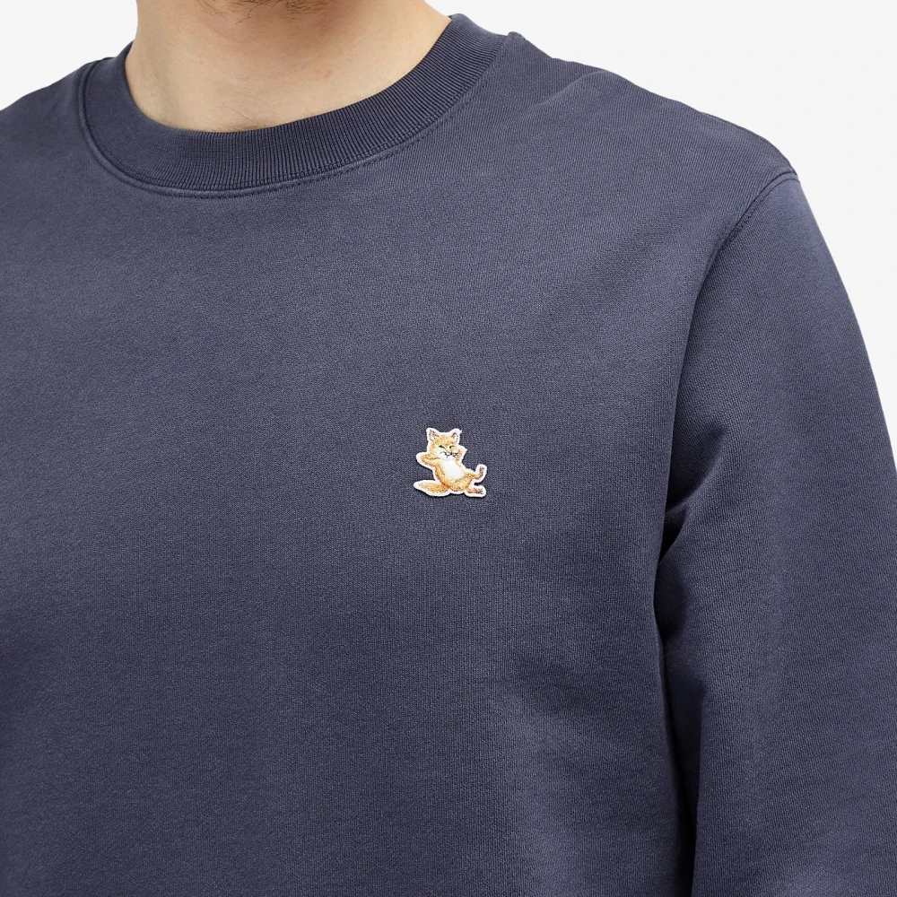Maison Kitsuné Logo Patch Regular Sweatshirt Blue Heren