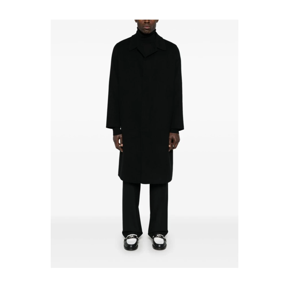 Lardini Zwarte Wollen Jas Black Heren