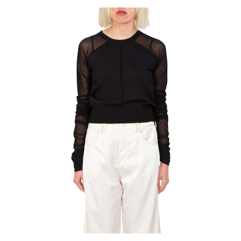 Pinko Tulle Sleeves Sweater in Z99 Black Dames