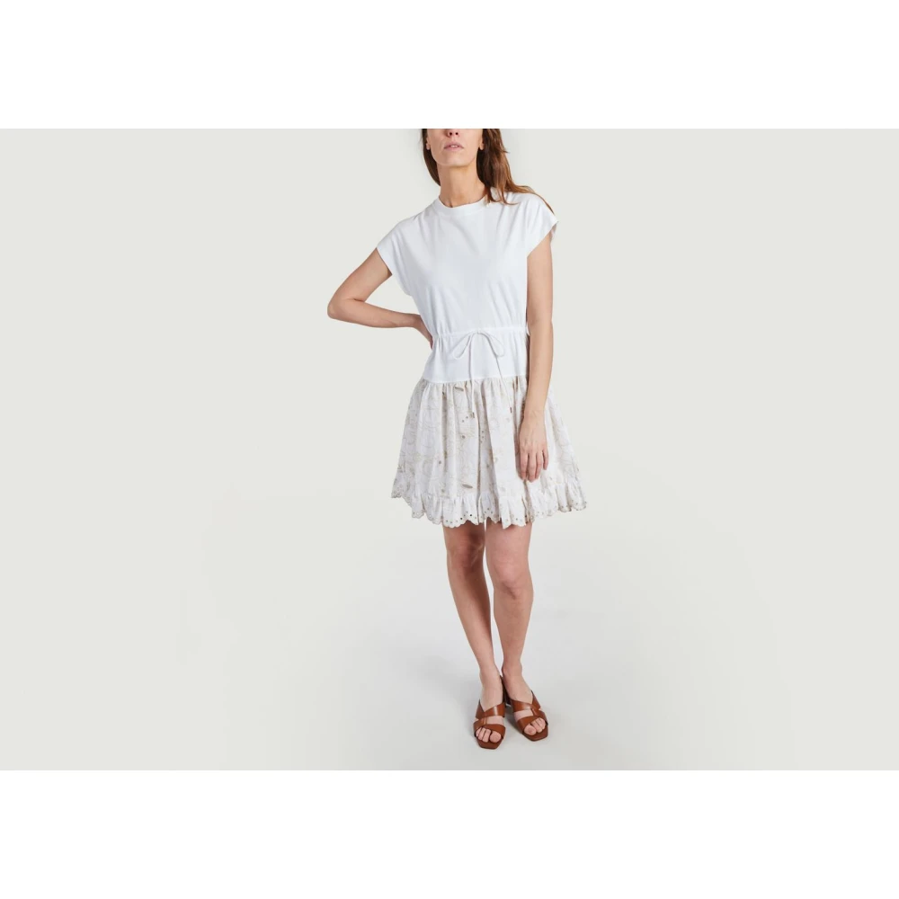 See by Chloé Witte Kant T-Shirt Jurk Multicolor Dames