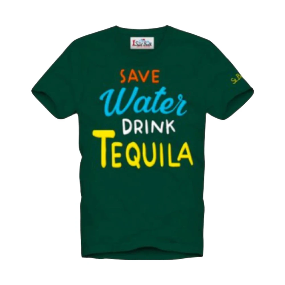 MC2 Saint Barth Korte mouw tee Save water tequila Green Heren