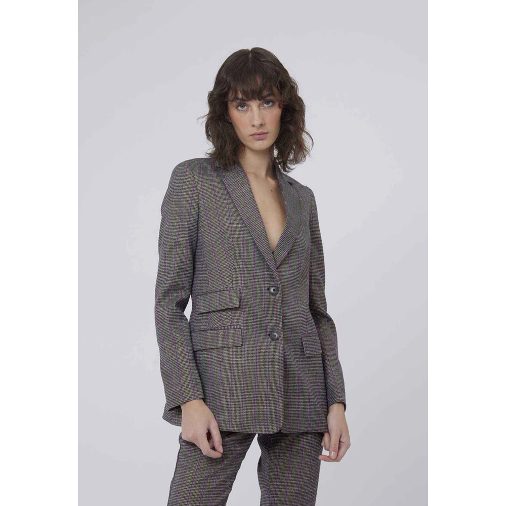 Silvian Heach Geruite Enkellange Damesjas Gray Dames