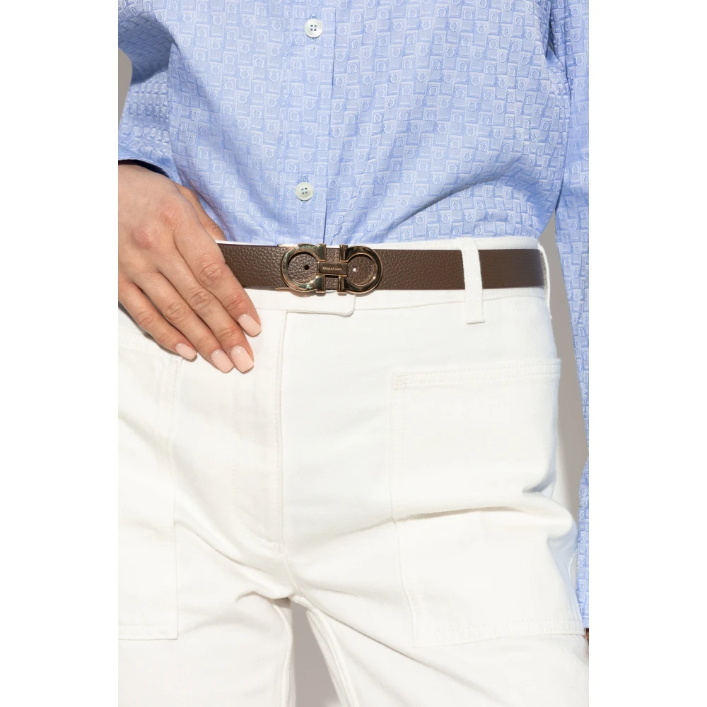 Salvatore Ferragamo Omkeerbare leren riem Gray Dames