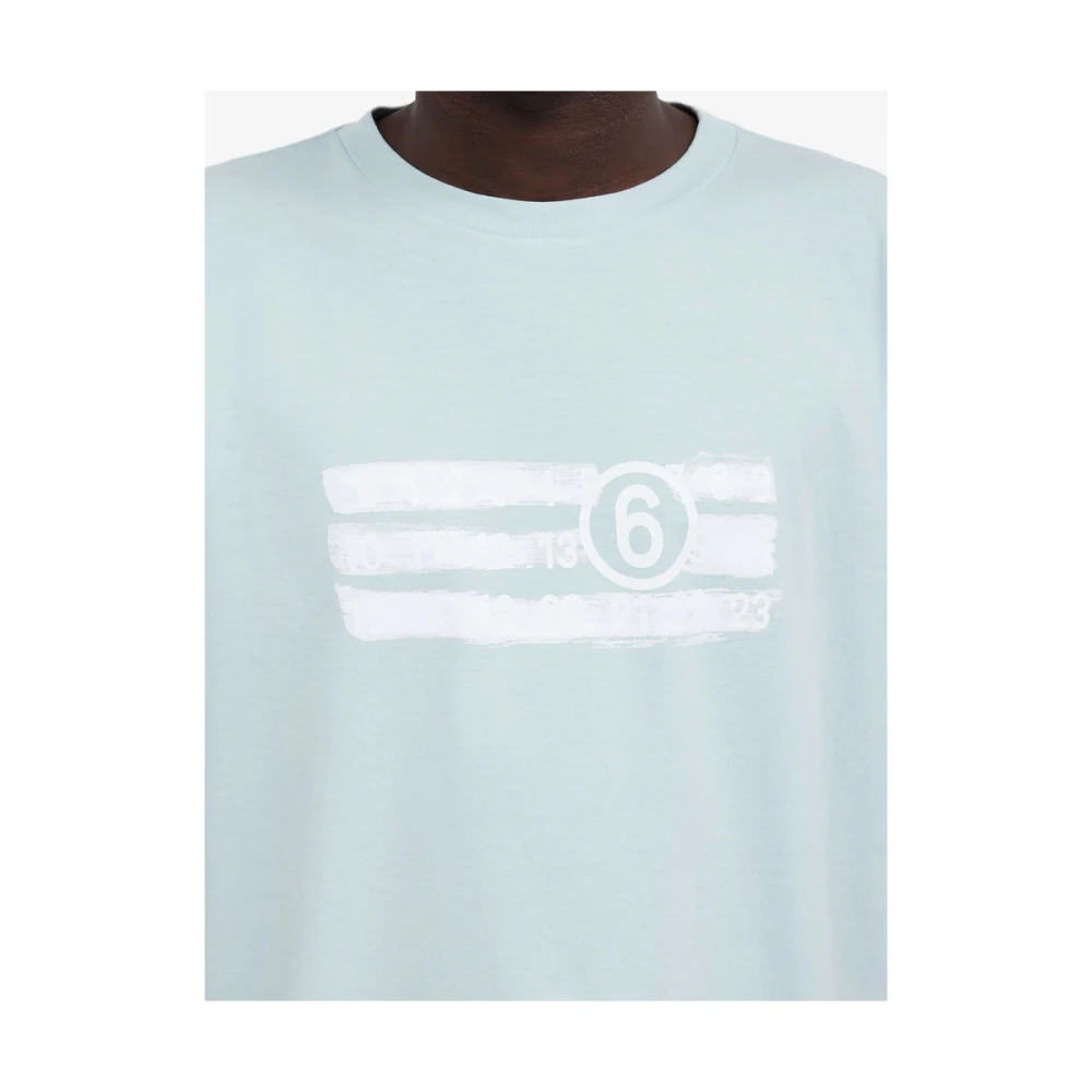 MM6 Maison Margiela Blauw Crew Neck T-shirt Blue Heren