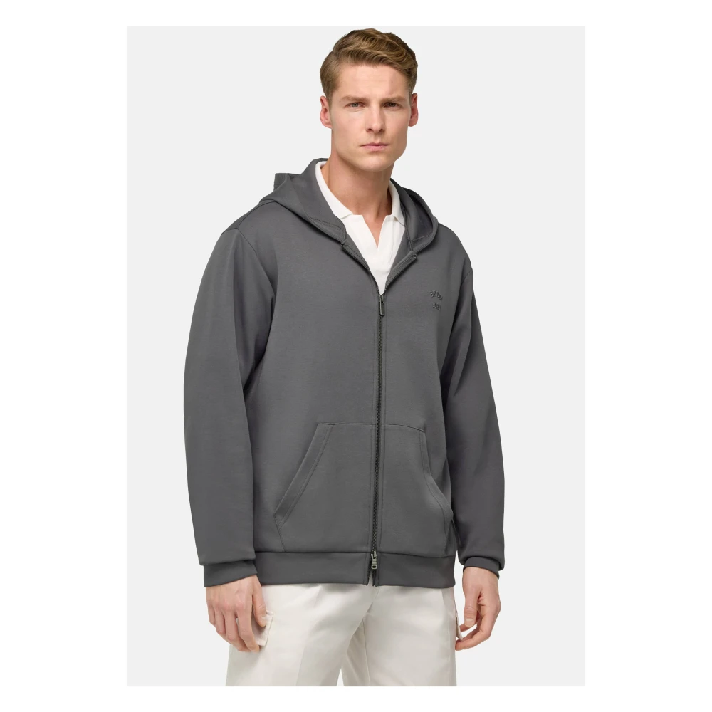 Boggi Milano Katoenen Blend Full-Zip Sweatshirt Black Heren
