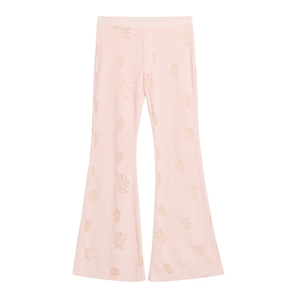 Soulland Bloemenfluwelen Flare Broek Pink Dames