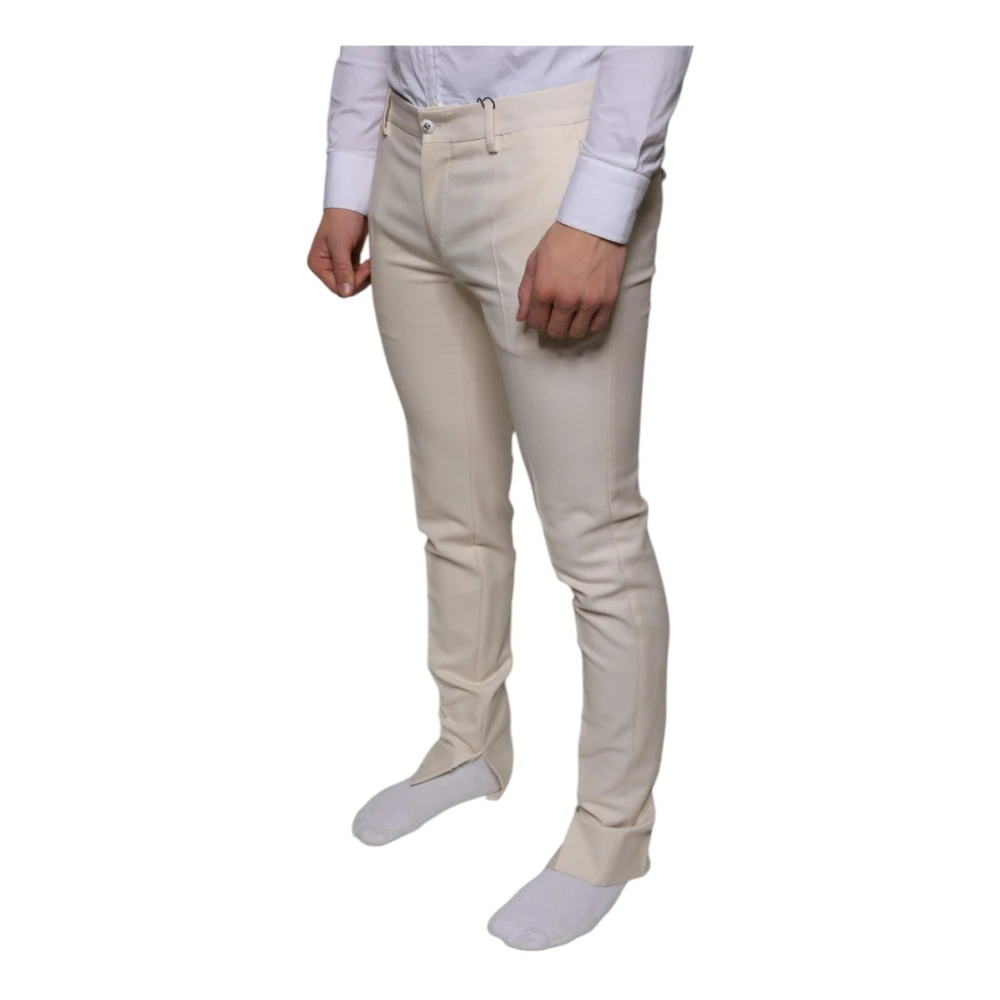 Dolce & Gabbana Skinny Chino Broek met Logo Details White Heren