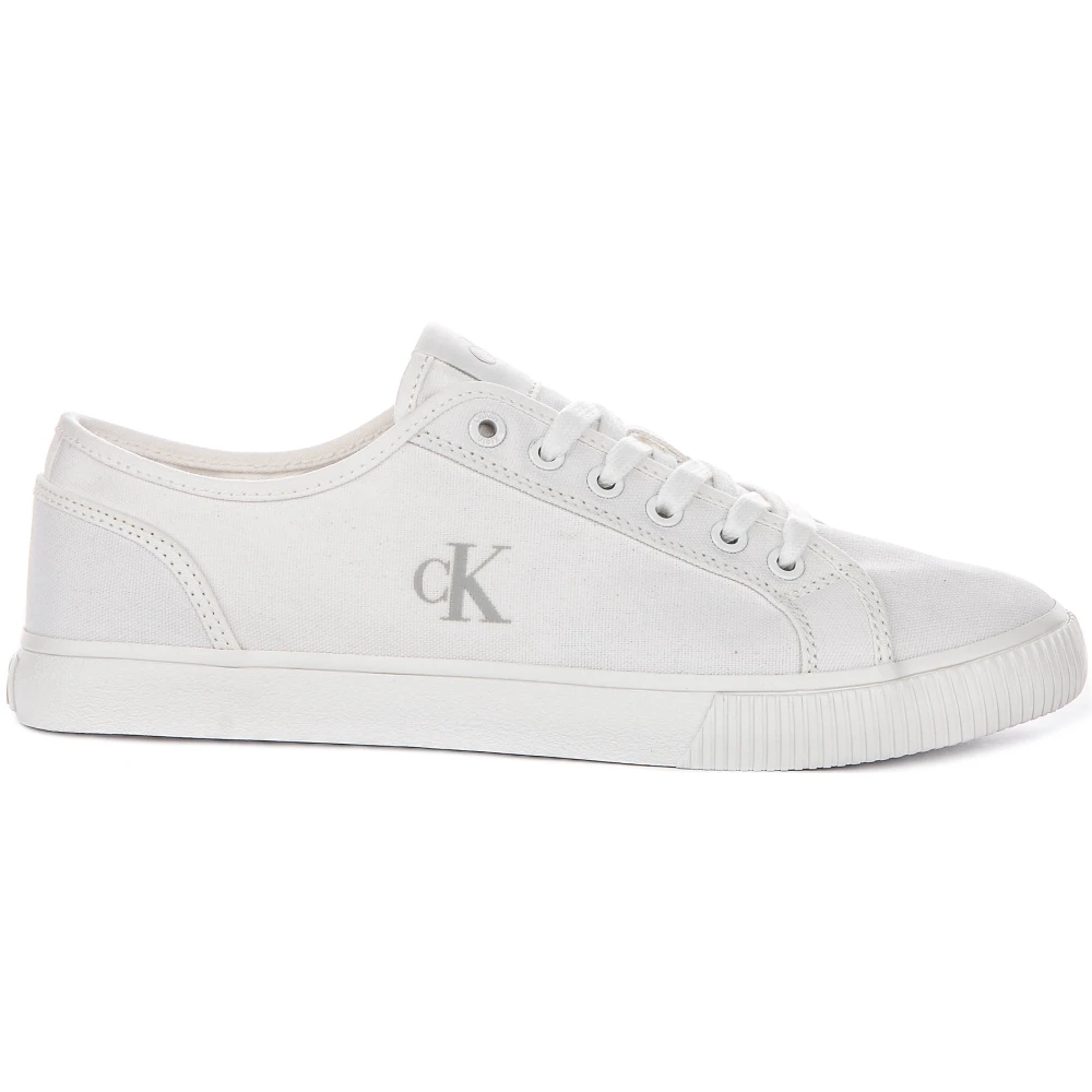 Calvin Klein Jeans White Sneakers, Male, 10 Uk, Ess Vulc Low Mg Canvas