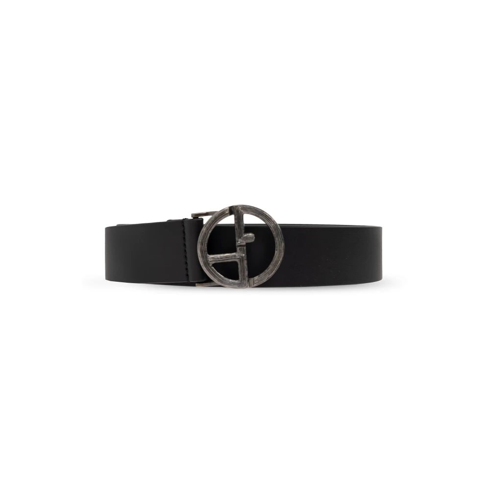 Giorgio Armani Leren riem Black Heren