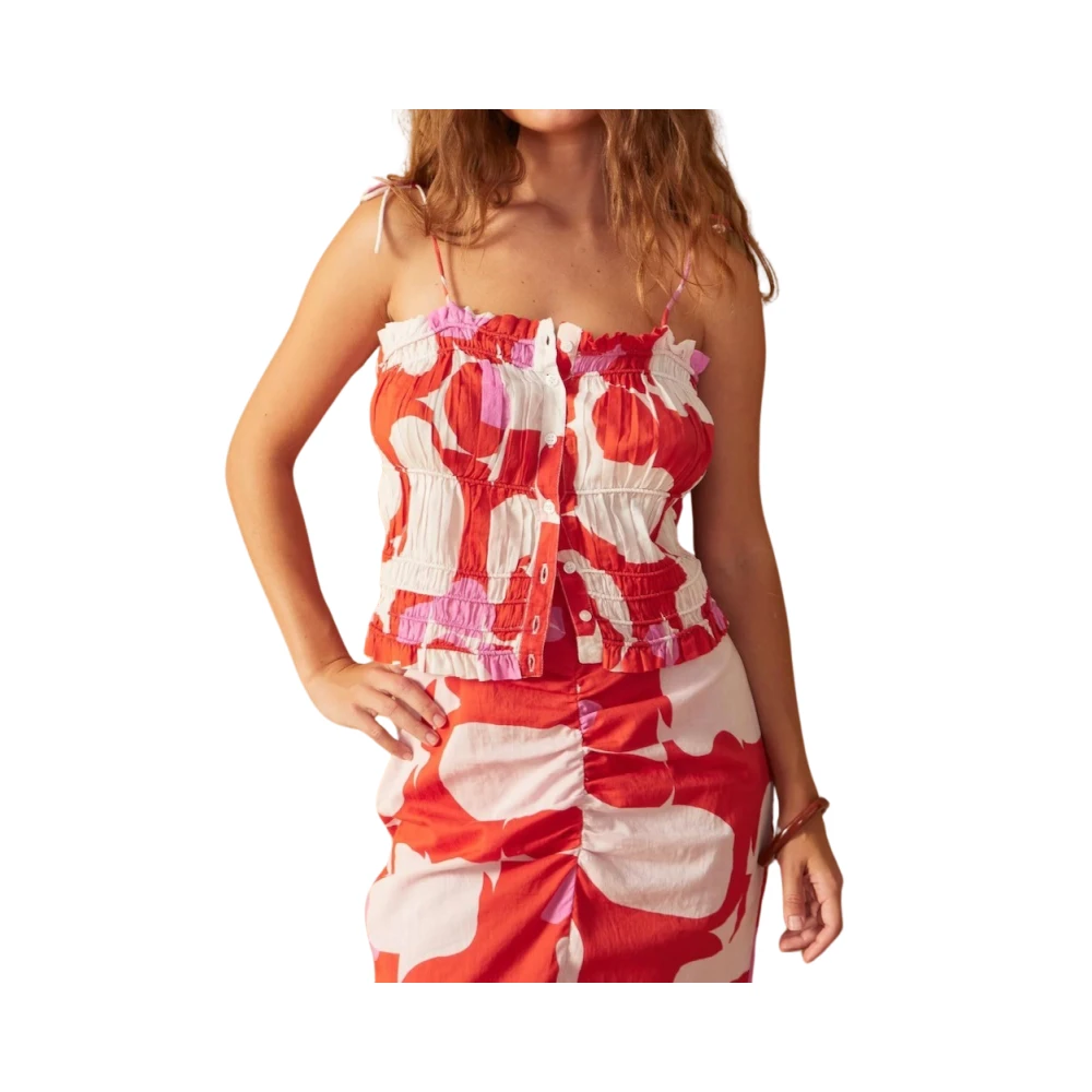 Mare Di Latte Zeventiger Jaren Roze Katoenen Top Multicolor Dames
