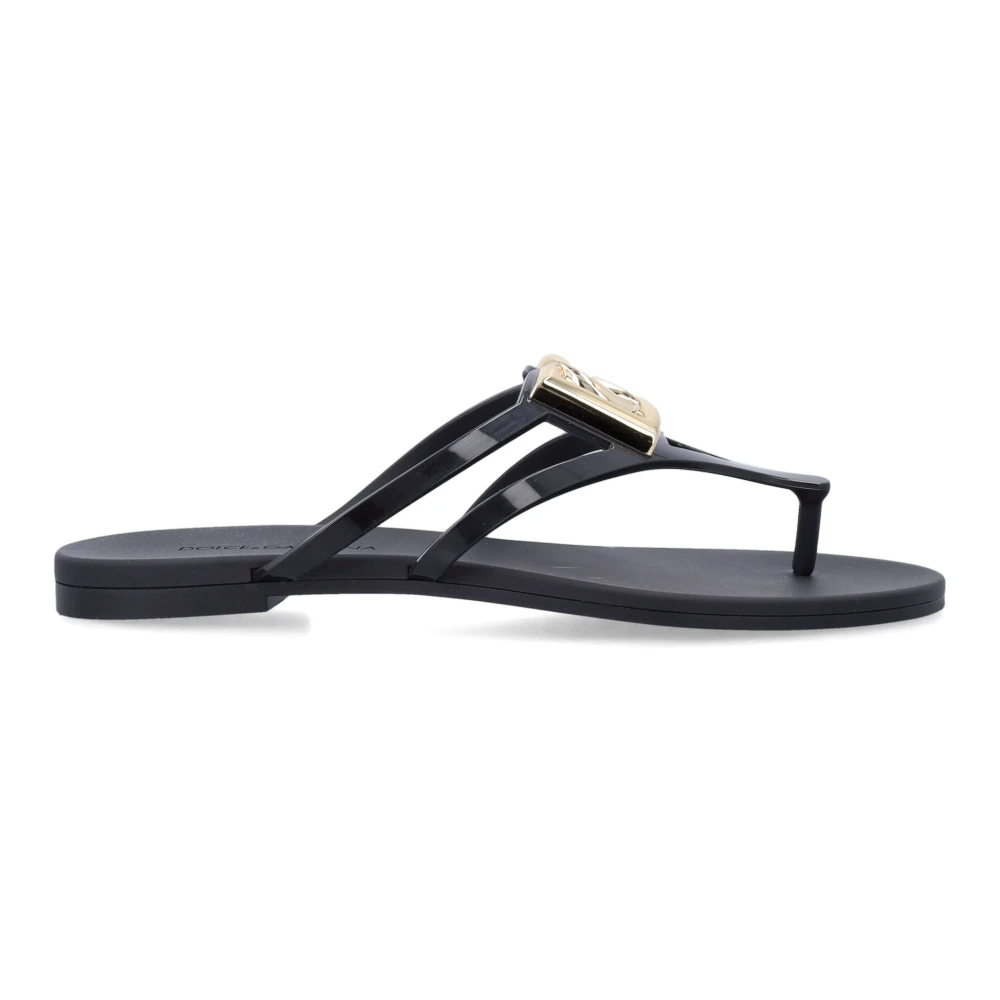 Dolce & Gabbana Women's Black Flip Flops, 3 Uk, Flat Slide