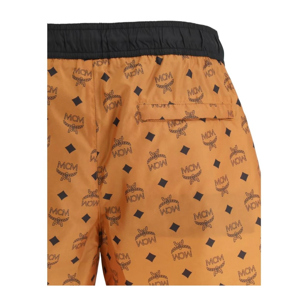 MCM Logo Print Zwemshorts Stijlvol Elastische Tailleband Multicolor Heren