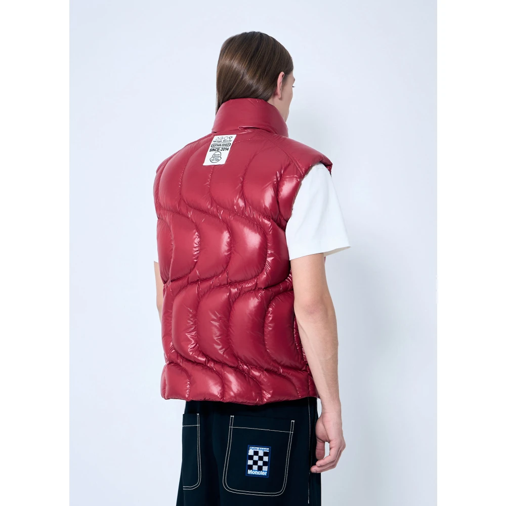 Moncler Gewatteerd Dons Gilet met Golfmotief Red Heren
