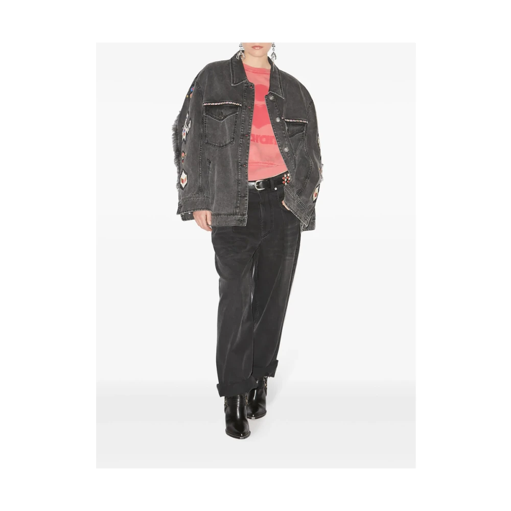 Isabel Marant Étoile Geborduurde Donkergrijze Buitenkleding Jas Gray Dames