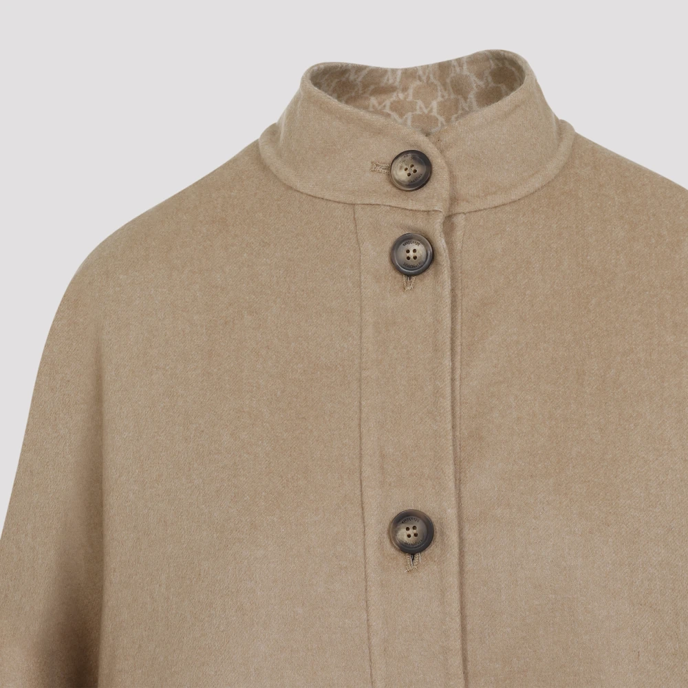 Max Mara Omkeerbare Logo Cape in Kameel Brown Dames