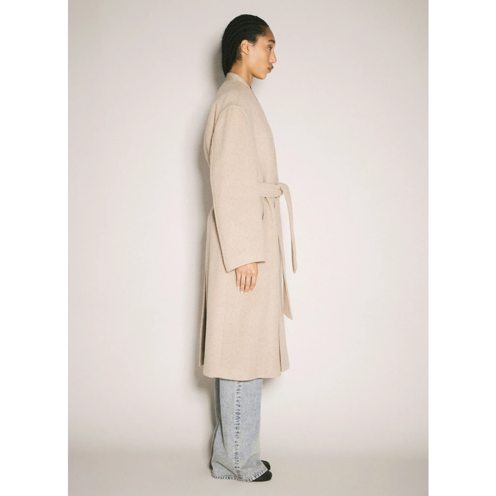 MM6 Maison Margiela Wolmix omslagjas met riem Beige Dames