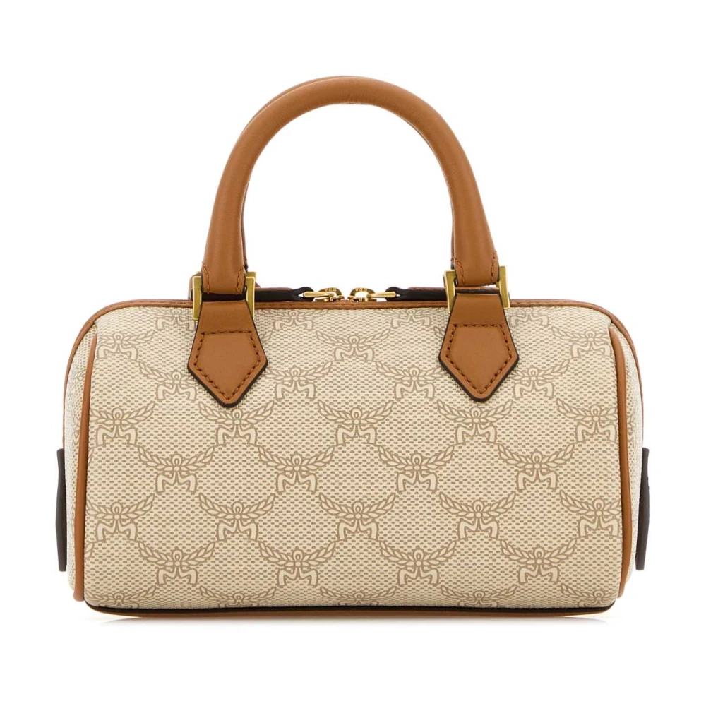 MCM Ella Boston Canvas Handtas Beige Dames