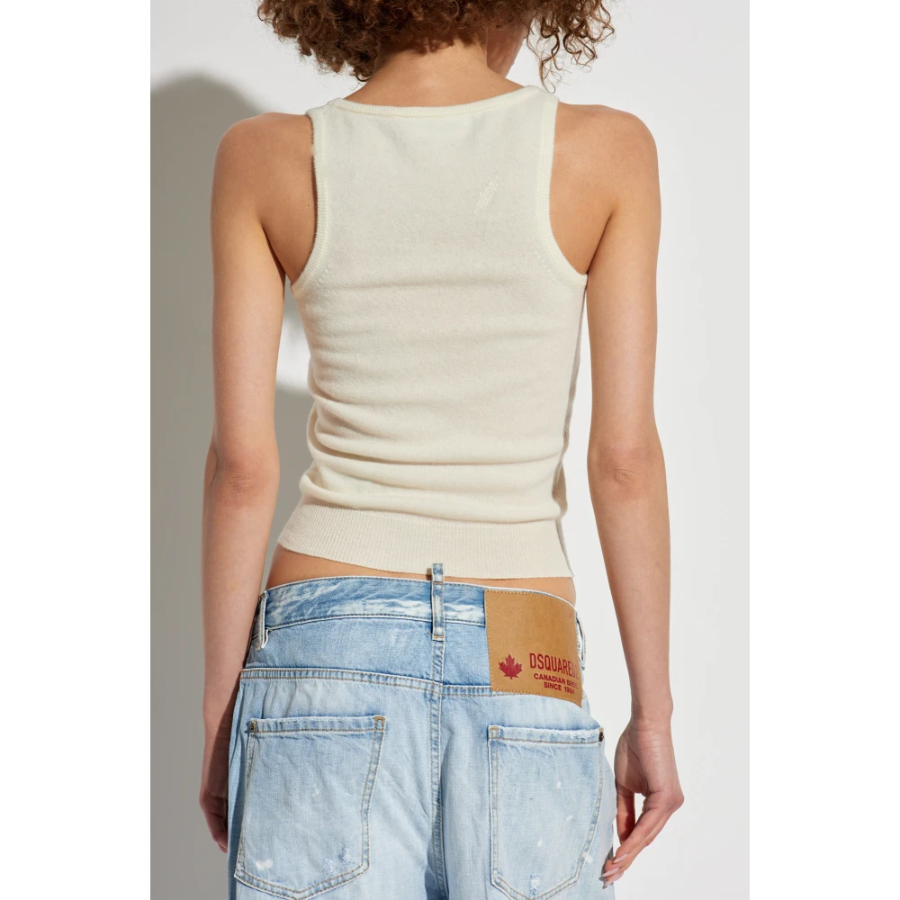 Dsquared2 Wollen mouwloze top Beige Dames
