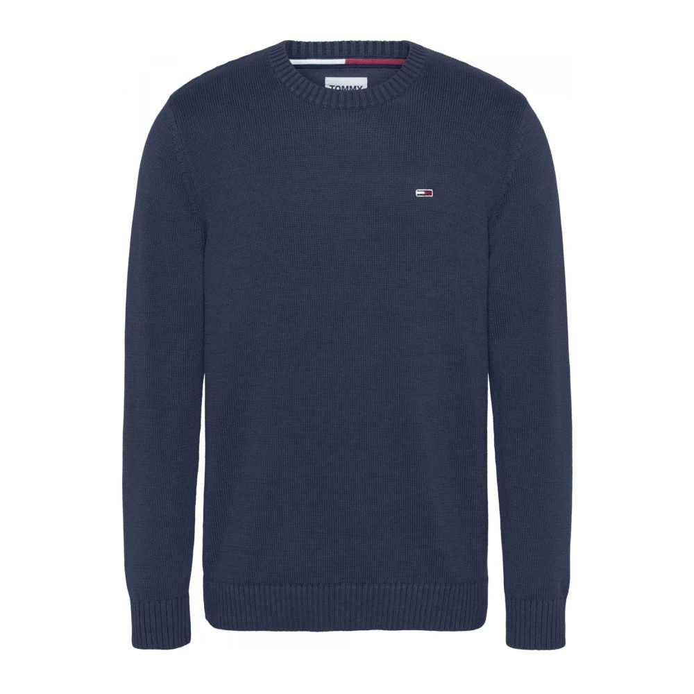 Tommy Jeans Men's Blue Round-Neck Knitwear, Xs, Cotton Jumper