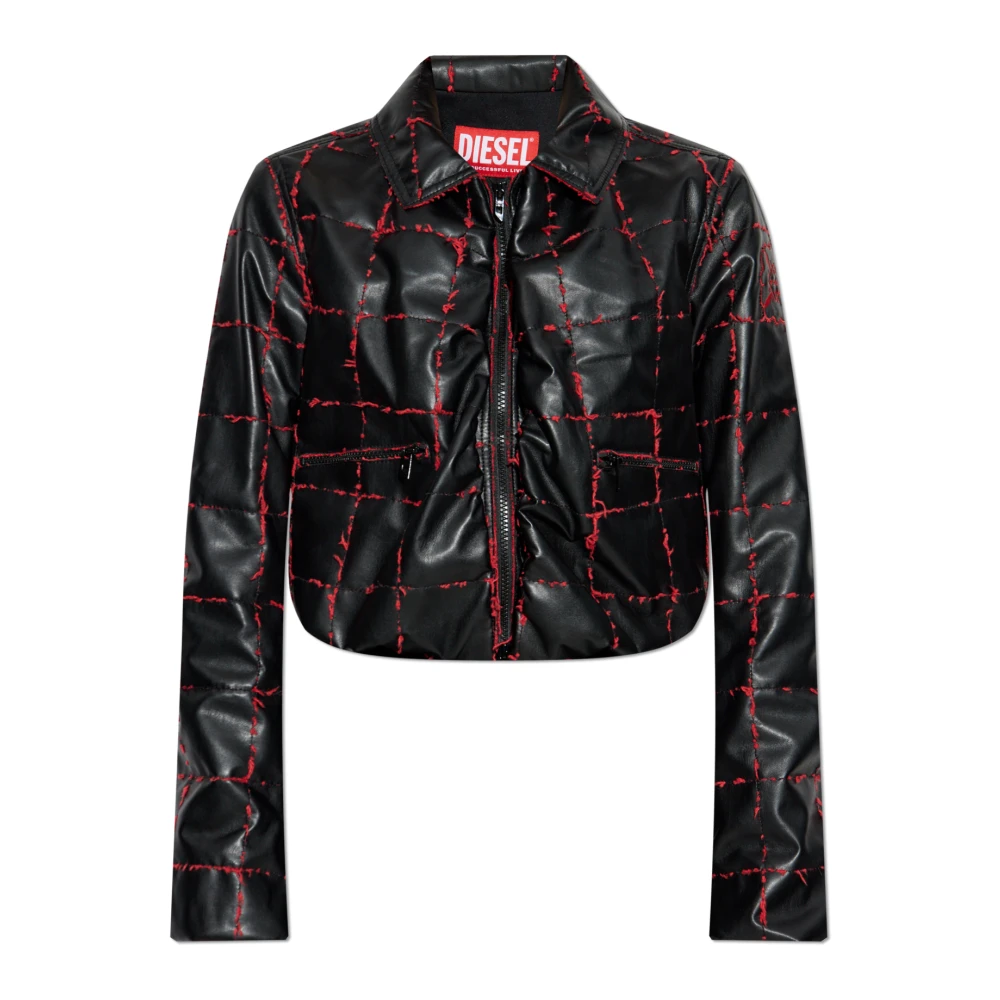 Diesel Vrouw Zwart Jassen Dames, 2XS, Leer, Jas G-Winet