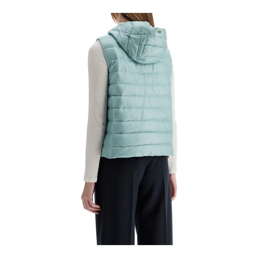 Herno Licht gewatteerd gilet met capuchon Blue Dames