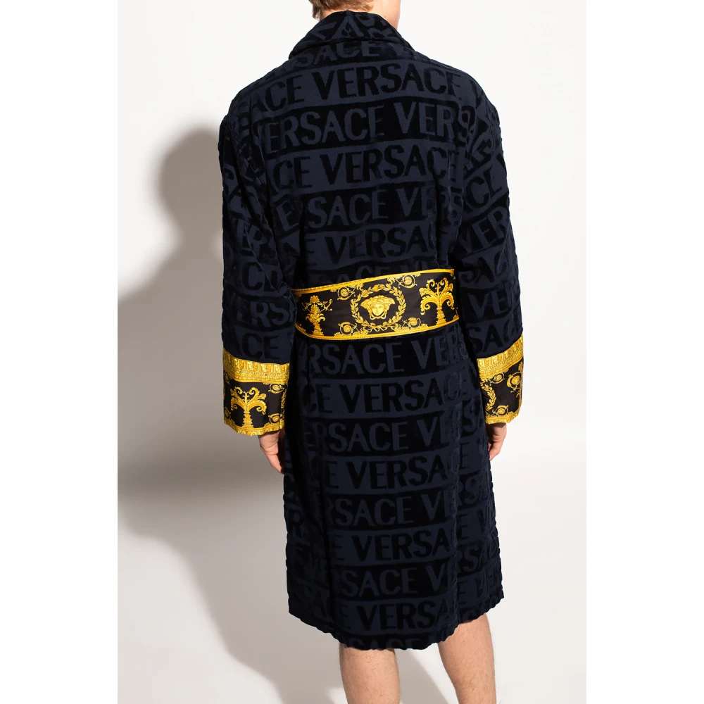Versace Badjas met logo Blue Heren
