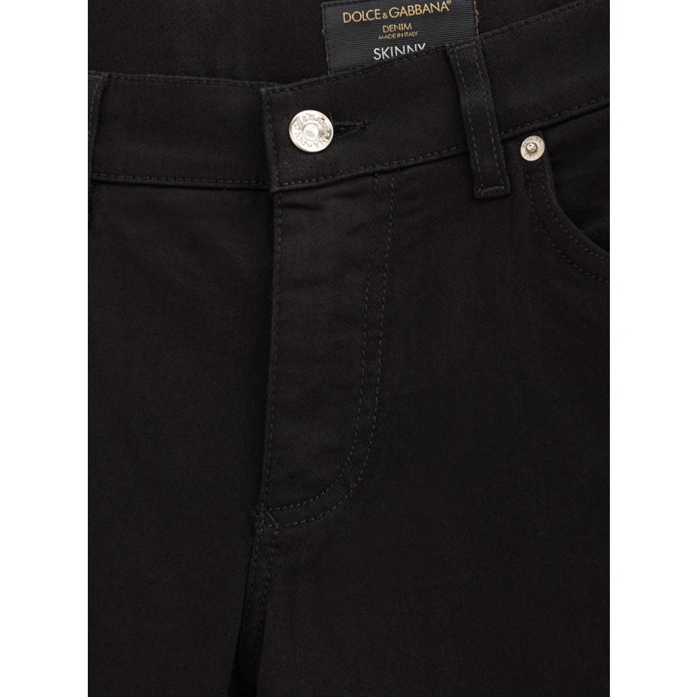 Dolce & Gabbana Skinny 5-pocket jeans met logo Black Heren