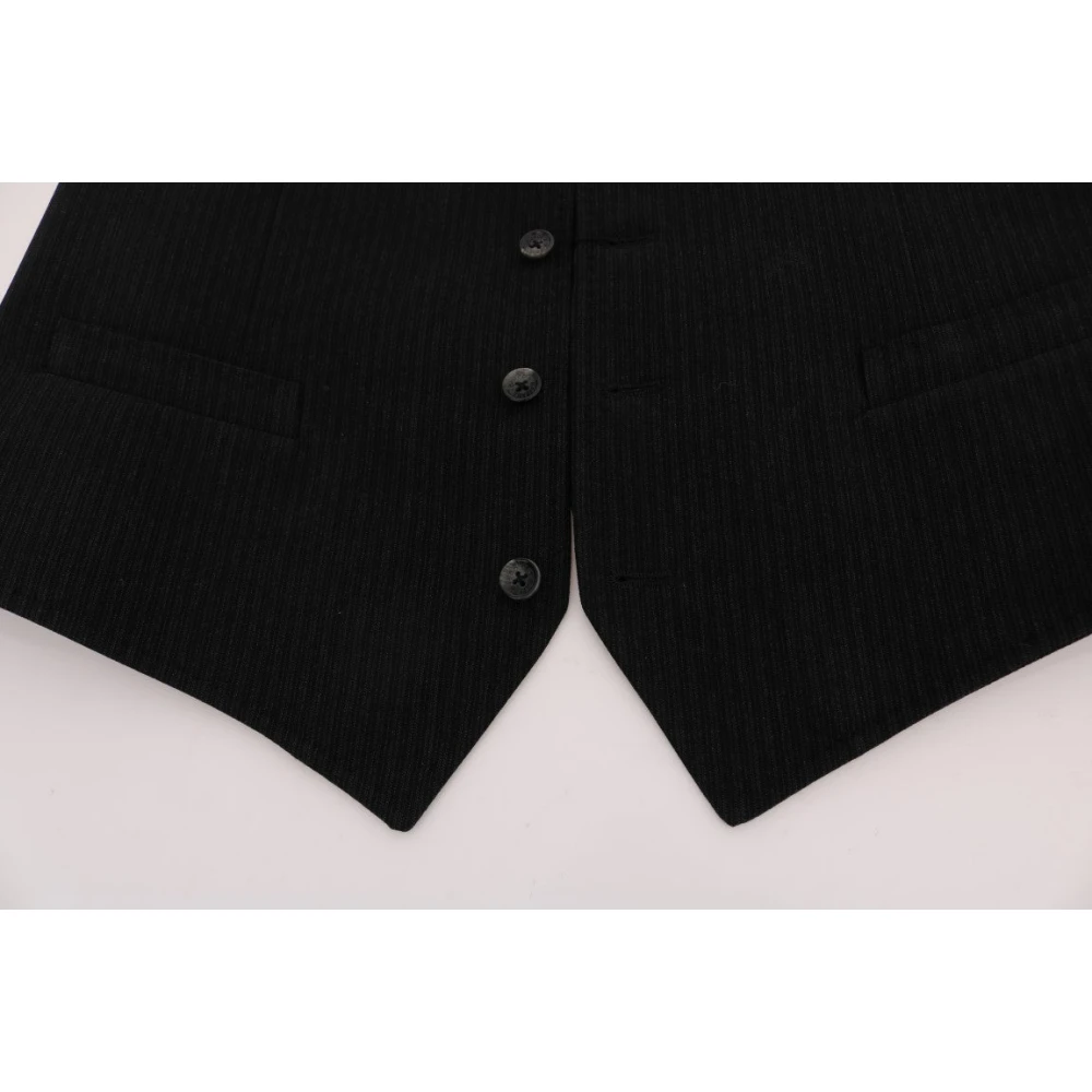 Dolce & Gabbana Elegante Gestreepte Vest Black Heren