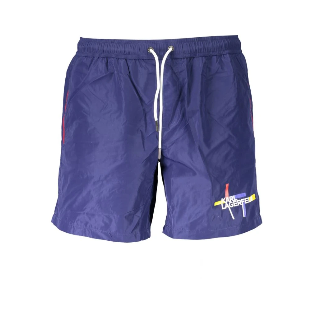 Karl Lagerfeld Men's Blue Beachwear, S, Polyester Swimwear